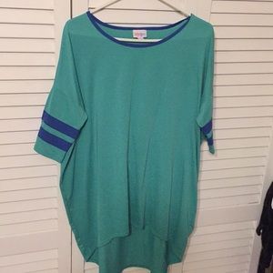 Aqua with blue stripes on sleeve Irma